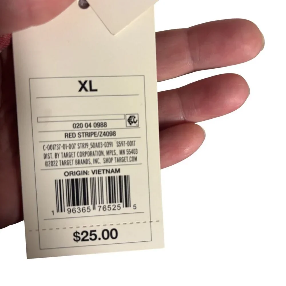 Red & White Striped Button-Down Nightshirt Stars Above Long Sleeves Flannel XL - Picture 11 of 11